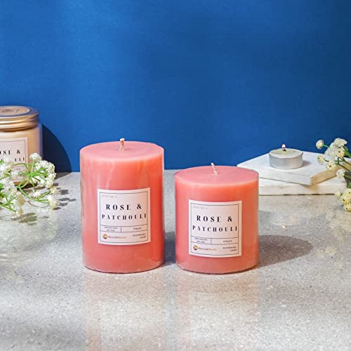 The Decor Mart Rose & Patchouli Pillar Candles Set of 2