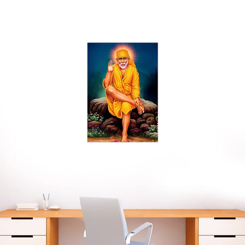 Sai Baba Wall Sticker - shirdi sai Baba Wall Sticker - Saint sai Baba Wall Poster - Yogi sai Baba Wall Sticker - 300GSM - Glossy - Strong Adhesive - Starx Decals