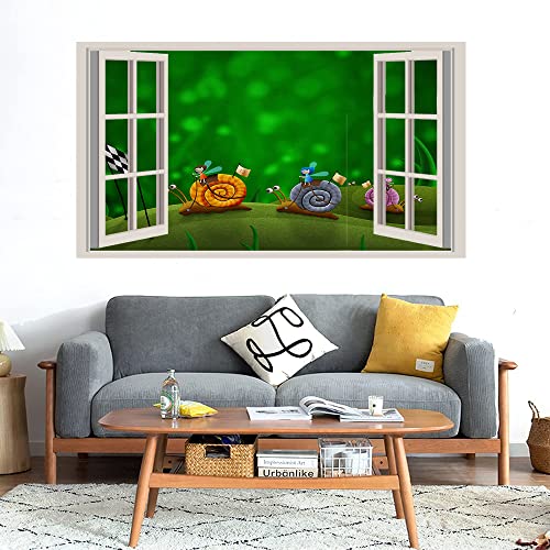 GADGETS WRAP Printed Wall Decal Sticker Fake Window Style Decal (90cm x 50cm) - Snail Race