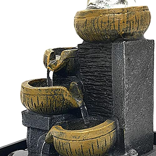 BNF Indoor Tabletop Fountain Waterfall Resin with LED Lights for Desk Garden Style C