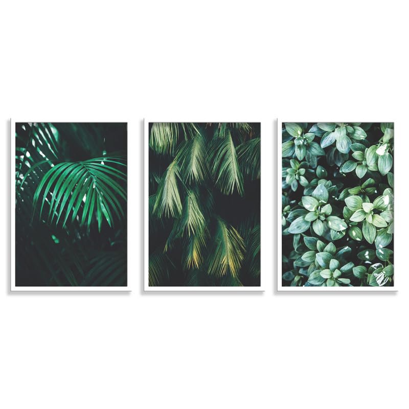 SAF paintings Set of 3 Tropical Leaves Wall Painting for Home DecorationSA-WHITEMX33504