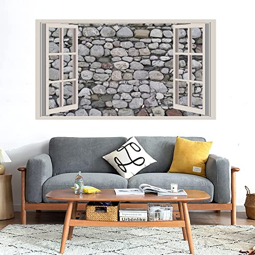 GADGETS WRAP Printed Wall Decal Sticker Fake Window Style Decal (90cm x 50cm) - Stones