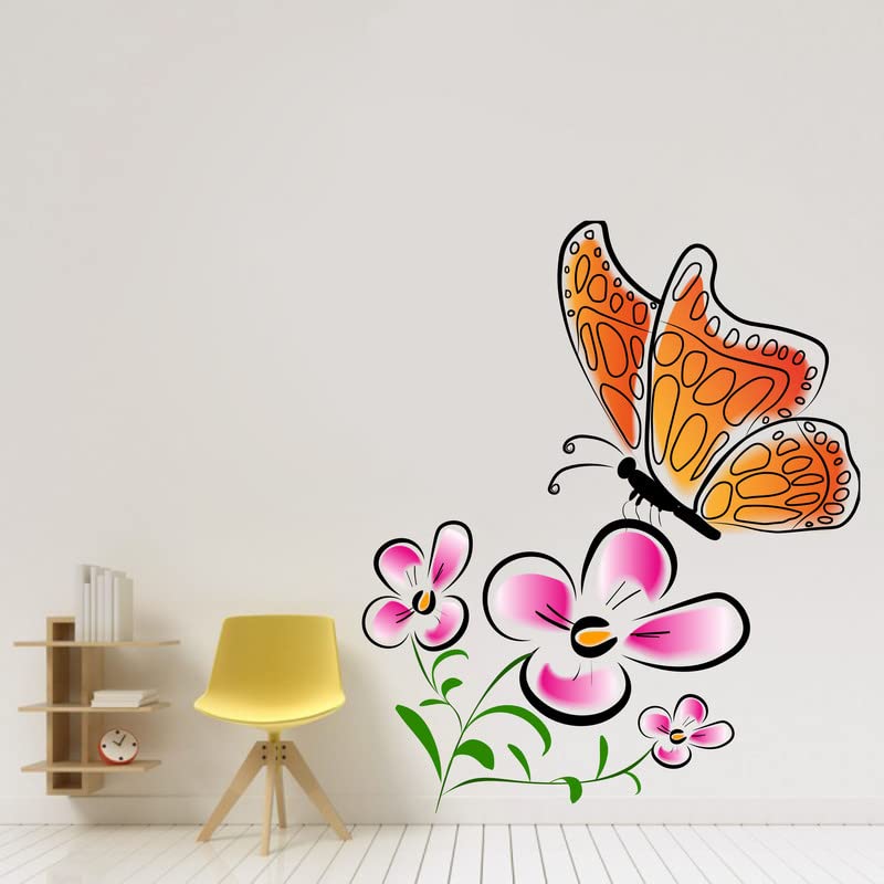 Floral with Butterfly Wall Sticker for Home Decor 70 CM X 50 CM