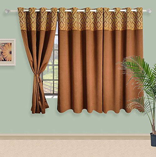 Swayam Brown 1 Pc Window Curtain 5 Ft for Home Decor, Comes with 8 Eyelet Rings