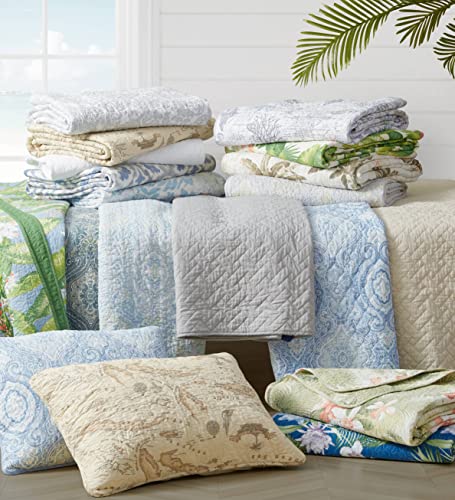 Tommy Bahama Island Memory Collection Quilt Set 100% Cotton, Reversible & Lightweight, Prewashed for Added Softness, King, Pelican Gray