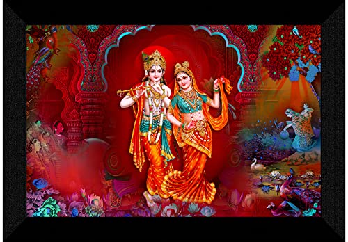 SAF paintings Pack of 1 Radha krishna religious modern art wall painting with framed for living room 11 inch x 14 inch CANFM31264