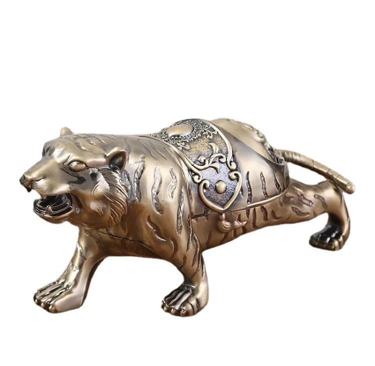 XieXie Creative Ashtray, Anti Fly ash Tiger Style Ashtray with lid Home Living Room Office Decoration Ornaments (golden)