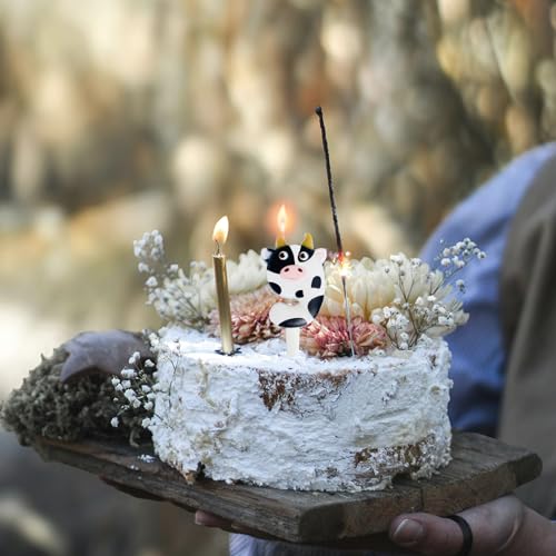 Cow Number 9 Birthday Candle, 9th Birthday Farm Party Supplies, Cute Cow Pattern Number Candle for Birthday Cake Topper Decorations