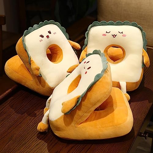 CALANDIS® Cute Toast Nap Pillow Seat Cushion Pad Ice Silky Cloth Travel Pillow 25X30Cm Angry | 1 Nap Pillow