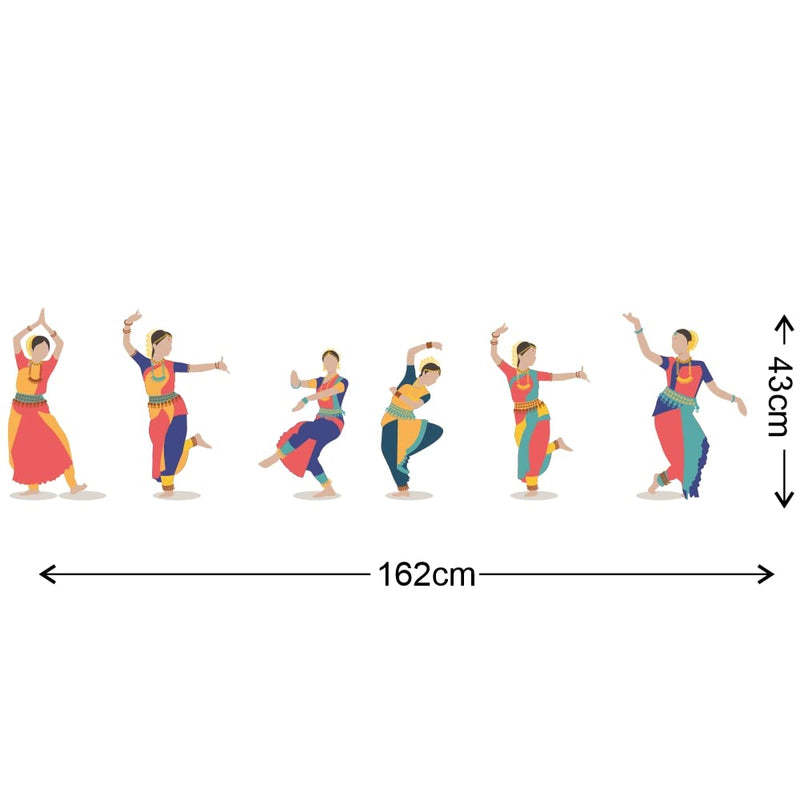 Wallzone Bharathanatyam Large Vinyl Wallsticker for Home Decoration (162 cm x 43 cm)