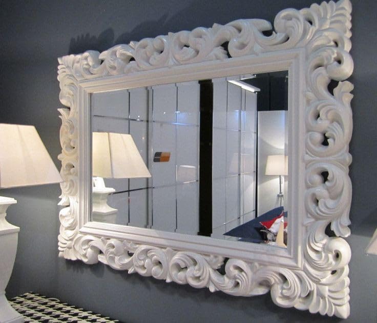 Wood Wall Mirror Frame White Decor