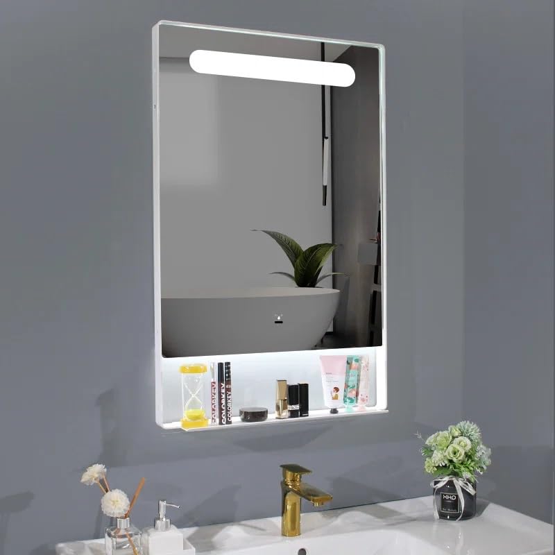 Artessa Utility LED Rectangular Mirror with Defogger, Dimmer, 3-Colour LED for Bathrrom (60 x 45 CM)