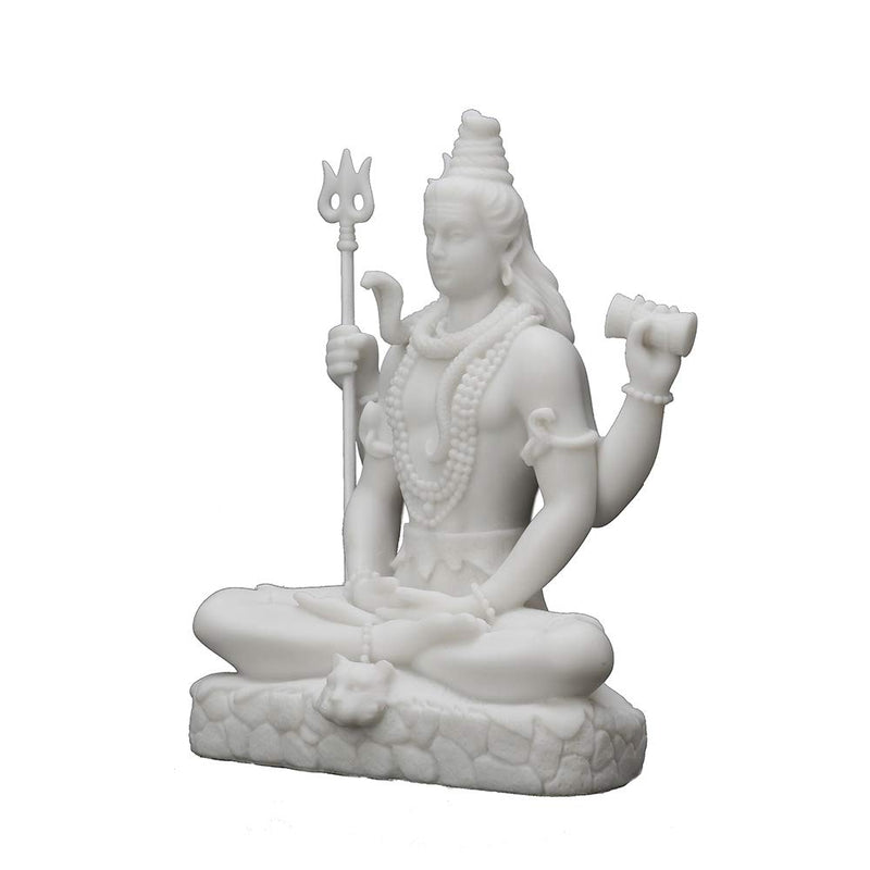 Veronese Design 6 1/8" Tall Resin Cast Marble Finish Meditating Shiva Hindu God Statue Indian Idol, White