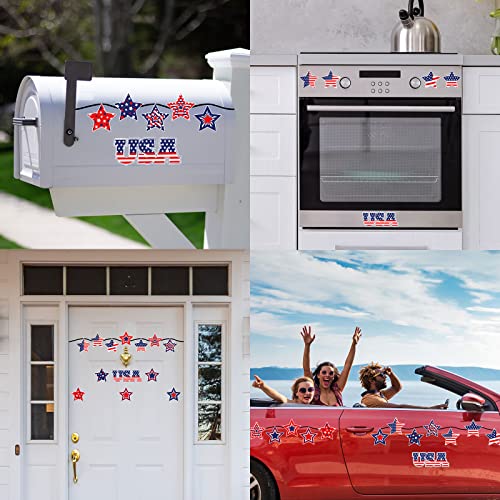 Whaline 19Pcs Patriotic Star Refrigerator Magnets Set 4th of July USA American Flag Garage Magnets with Lines Stars Stripes Magnet Decals for Independence Day Mailbox Car Kitchen Metal Door Cabinets