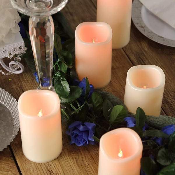 Weddings Parties and Gift 5 pcs 4" 5" 6" Tall L*D Pillar Candles Remote Control Centerpieces vngift9070