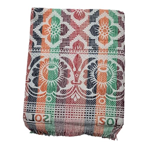 AMBIKA Stores Cotton Single Size 300 TC Solapur Chaddar Blanket, Multy Colour, Pack of 1, Skinfriendly