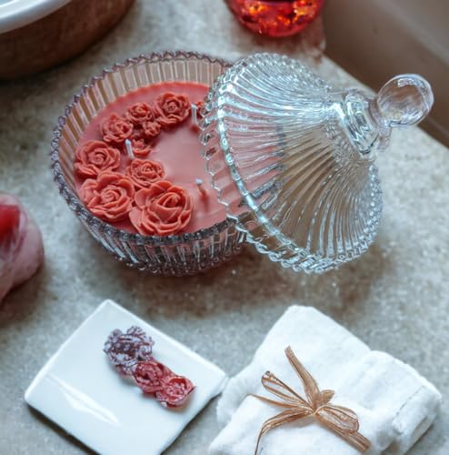 Coral Charm | Vanli Crystal Jar Candle with Mini Flower Embrace (Pink) -Handmade Decors and Gifts (Rosemary)