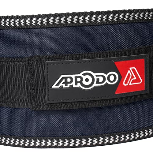 APRODO Unisex 6’’ inch Wide Nylon Eva Waist Support Belt Sport Pressurized Weightlifting Bodybuilding Fitness Squatting Training Lumbar Back Supporting Sport Safety Belt - (Black, Small (32))