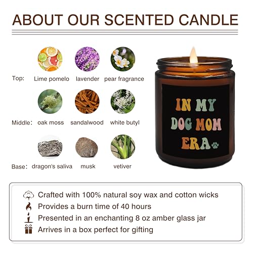 XUISWELL Dog Mom Candle, Dog Mom Gifts for Women, Dog Mom Mothers Day Gifts, Gifts for Dog Moms, Mothers Day Gifts for Dog Mom, in My Dog Mom Era Scented Candles