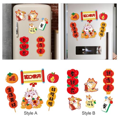 CALANDIS® 6 Pieces Chinese New Year Refrigerator Magnets for Home Door Spring Festival Style A | 6 Fridge Magnets