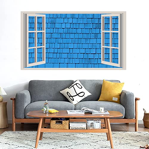 GADGETS WRAP Printed Wall Decal Sticker Fake Window Style Decal (90cm x 50cm) - Blue roof