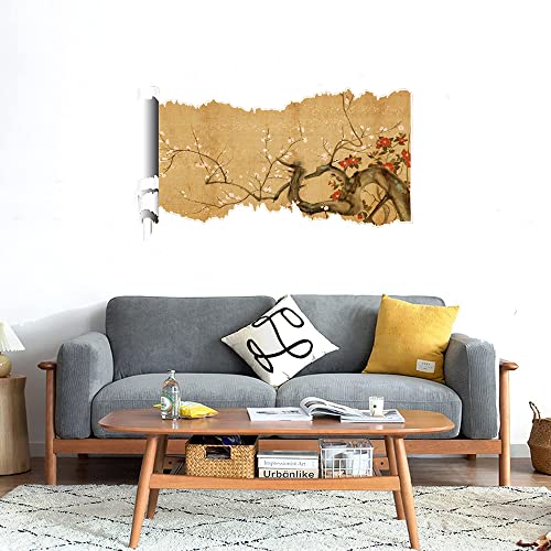 GADGETS WRAP Printed Wall Decal Sticker Scratched Paper Style Wall Decal (90cm x 50cm) - Tree Painting