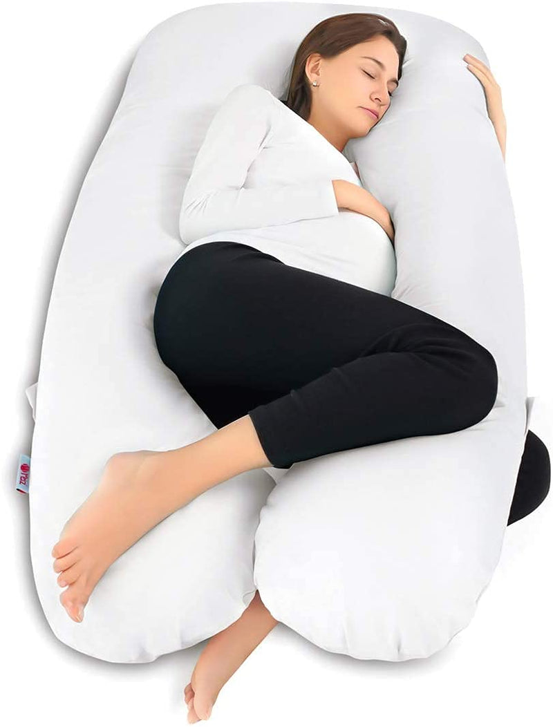 WildMint Women's U Shape Ultra Soft Full Body/Maternity/Pragnancy Pillow with Zippered Cover (White)