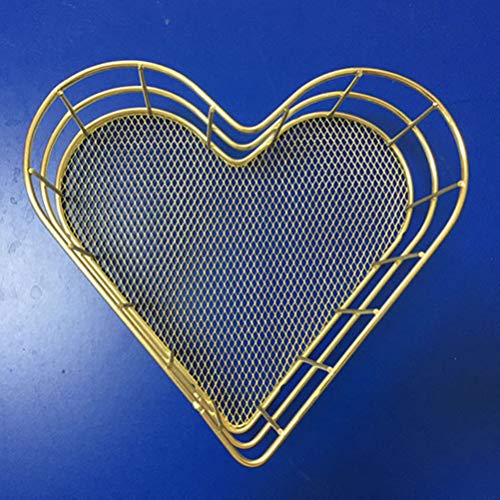 Metal Heart Jewelry Tray Dish: 2pcs Golden Ring Dish Trinket Wrought Iron Storage Holder Vanity Valentine Wedding Decoration