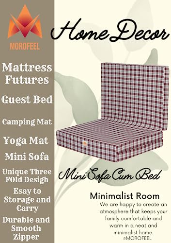 MOROFEEL 3 Inch Dual Comfort Reversible Foldable UHD Foam Single Bed Mattress 3 Fold Maroon