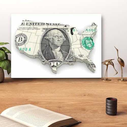 GADGETS WRAP Canvas Gallery Wrap Framed for Home Office Studio Living Room Decoration (14x11inch) - Note Map Of America