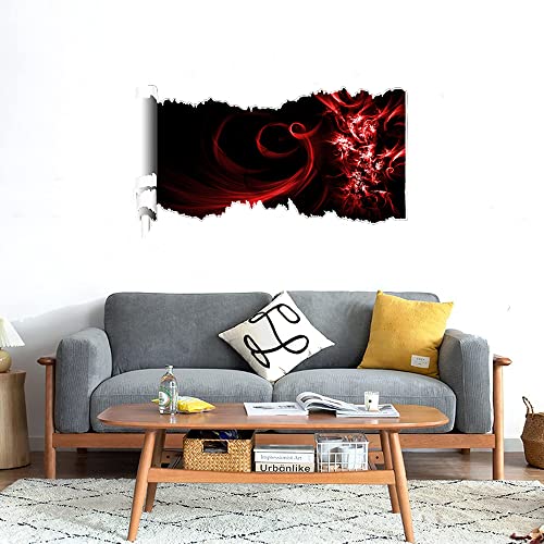 GADGETS WRAP Printed Wall Decal Sticker Scratched Paper Style Wall Decal (90cm x 50cm) - Red Waves Abstract