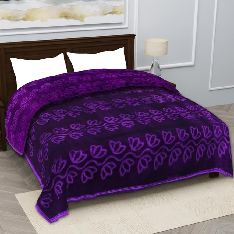 MAGICAL Super Soft and Warm Light Weight Double Bed Mink Blankets for Mild-Winter (Purple) 220cmx200cm.