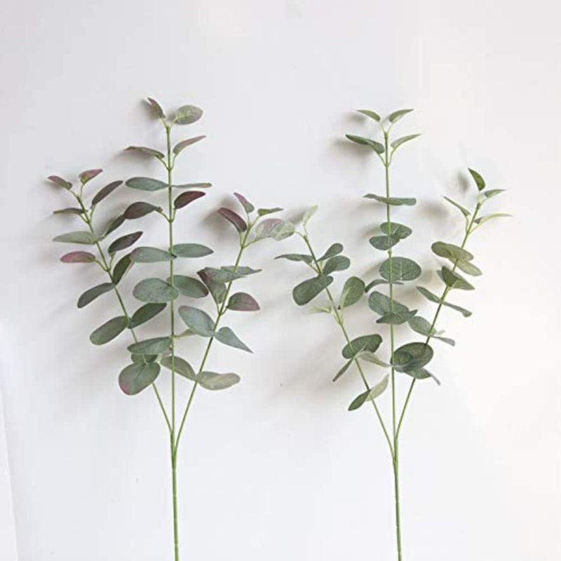 SATYAM KRAFT 4 Pieces Artificial Eucalyptus Gingko Leaves Flowers Bunch for Wedding, Gifting, Home, Room,Table Decoration Raksha Bandhan(Without Vase)(Green)(Fabric)