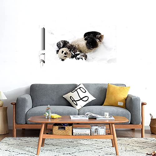 GADGETS WRAP Printed Wall Decal Sticker Scratched Paper Style Wall Decal (90cm x 50cm) - Snow Panda