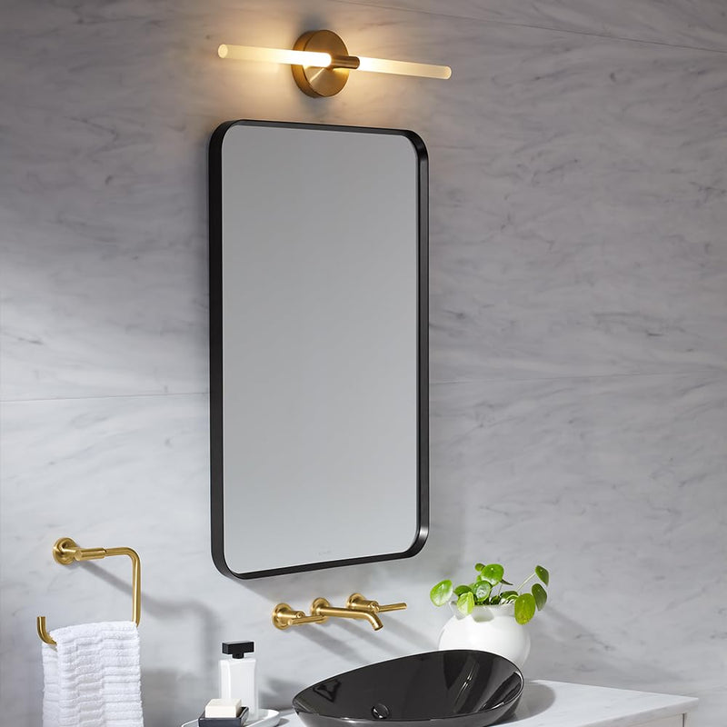 Kohler Essential Rectangle Decorative Mirror for Wall 560mm X 864mm (22"x 34") Matte Black Frame with Silver Coated Glass - Mirror for Bathroom, Living Room, Bedroom - Premium Metal & Timeless Design