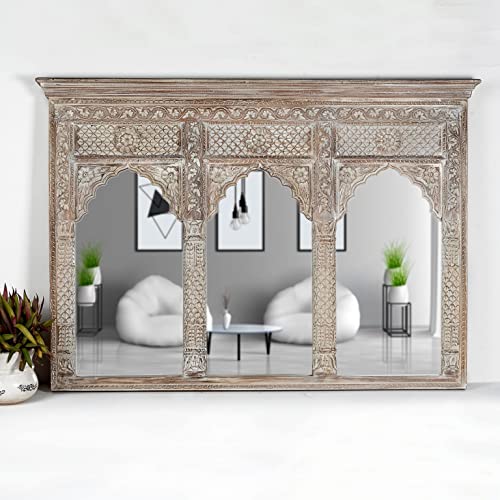 Wooden Carved Mirror Frame Indian Handmade Solid Wood Mirror Frame