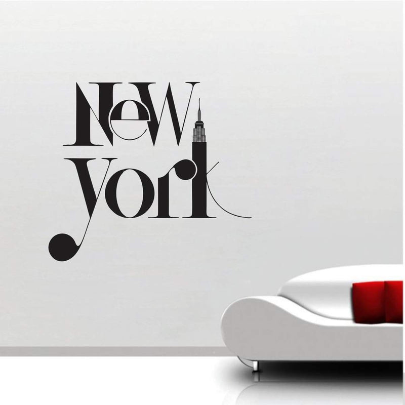 VCREATE DECOR New York Wall Sticker & Decal (PVC Vinyl,Size-58 Cm X 43 Cm)