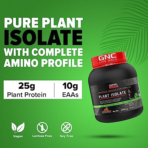 GNC AMP Plant Isolate Protein | 2 lbs | 26 Servings| Vegan Protein | Vegan, Lactose Free & Soy Free |DigeZyme® For Easy Digestion | Active Lifestyle | Healthy Muscles | 25g Plant Protein | 10g EAA | Chocolate Hazelnut