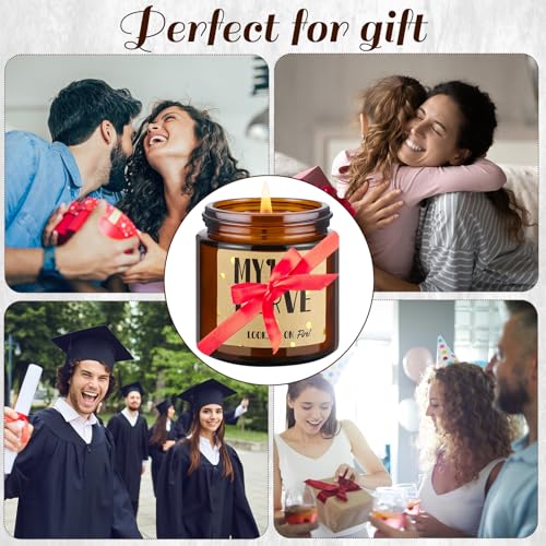 Threlaco 6 Pcs Scented Candles Gifts for Women Men Funny My Last Nerve Candle Jar for Mom Rustic Oh Look It's on Fire Soy Wax Candle Gag Gift Candle for Teacher Friend Sister Birthday Gifts, 6 Scents