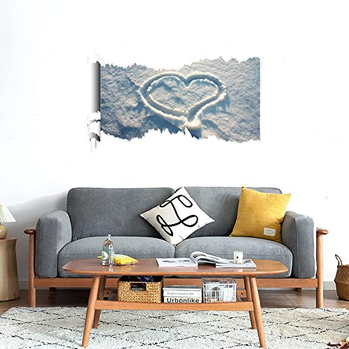 GADGETS WRAP Printed Wall Decal Sticker Scratched Paper Style Wall Decal (90cm x 50cm) - Snow Heart