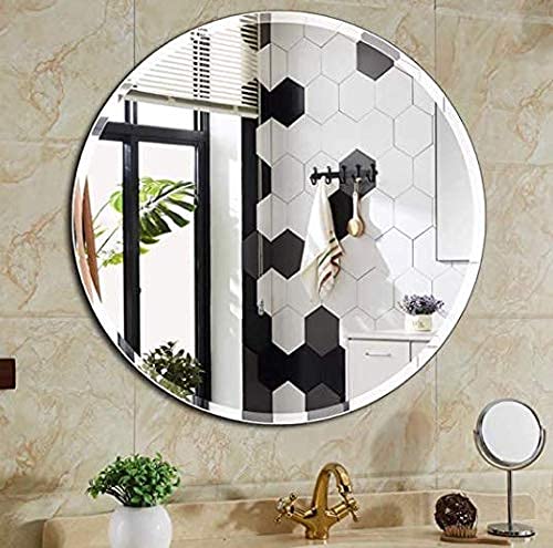 Cheval Glass Designer Beveled Round Mirror Big Size with MDF and Hooks - 24 X 24 inches