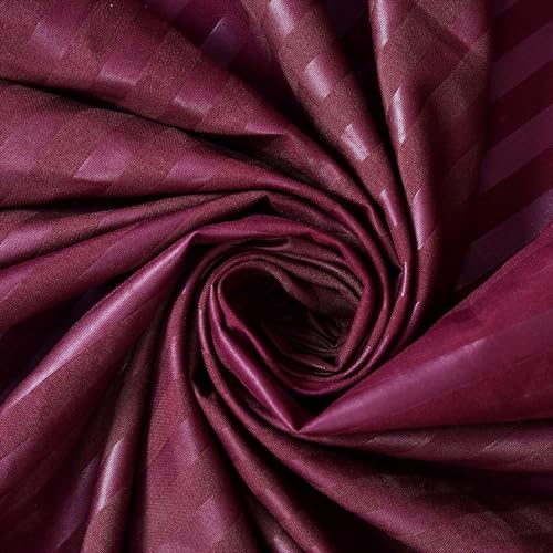 PNP Textiles Stripe Plain Double bedsheet with Two Pillow Cover Made with Pure Microfiber(bedsheet Size 90x90)(Pillow Size 18x28) D2 (Colour-Wine)