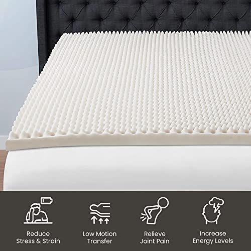 Treaton, 2-inch Convoluted Egg Shell Breathable Foam Topper, Adds Comfort to Mattress, Twin