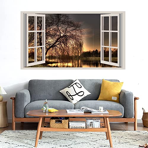 GADGETS WRAP Printed Wall Decal Sticker Fake Window Style Decal (90cm x 50cm) - Weeping Tree