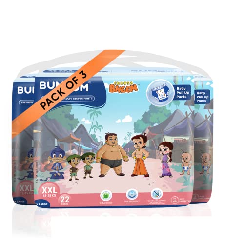 Bumtum Chota Bheem XXL Size Baby Diaper Pants, 66 Count, Leakage Protection Infused With Aloe Vera, Cottony Soft High Absorb Technology