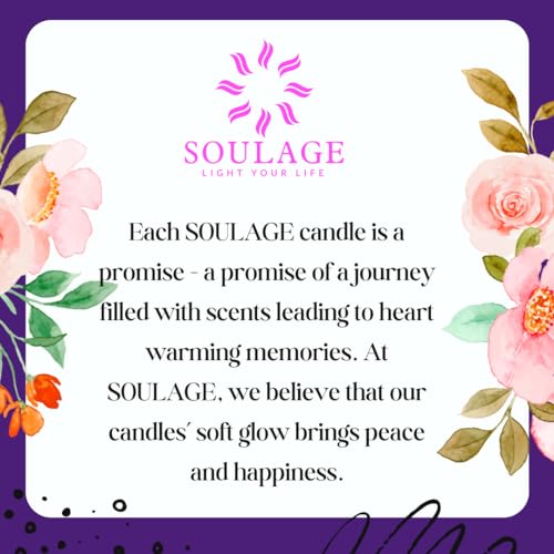 SOULAGE Premium Vanilla Scented Pillar Candle| Hand Crafted| Natural Soy Wax| Luxury Aromatherapy Candle| Long Lasting Burning| Non Toxic| Anti Mosquito| Healing & Meditation Candles|(Set of 3)