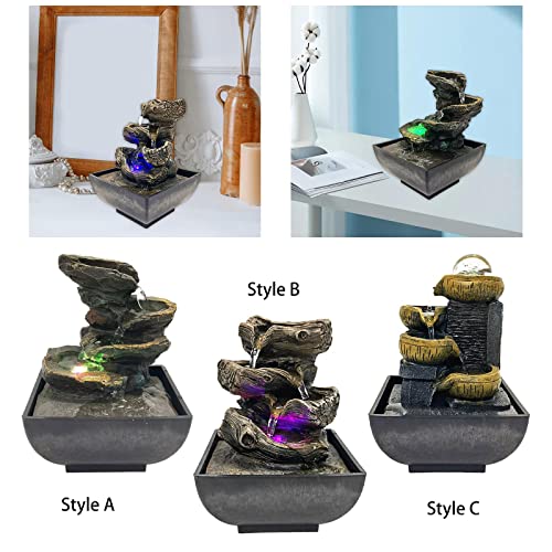 ATORSE® Desktop Water Fountain Waterfall Resin Crafts Flowing Water for Garden Decor Style A