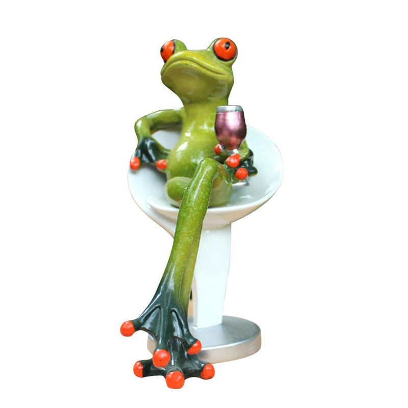 Dorlotou Frog Figurines Statue Cute Funny Seated Frog Sculpture for Home Desk Bathroom Decoration 6088