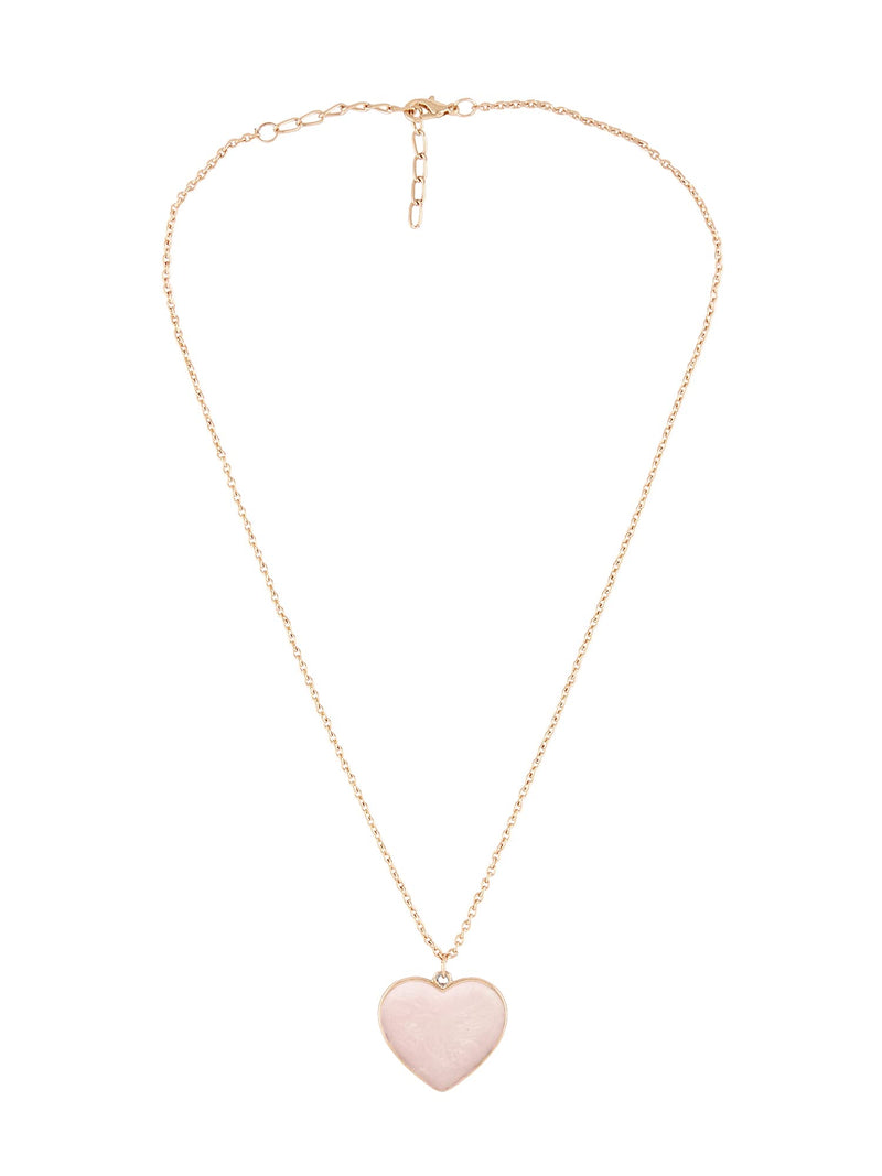 ZAVERI PEARLS Pink Meenakari Heart Pendant Contemporary Chain For Women-ZPFK14564