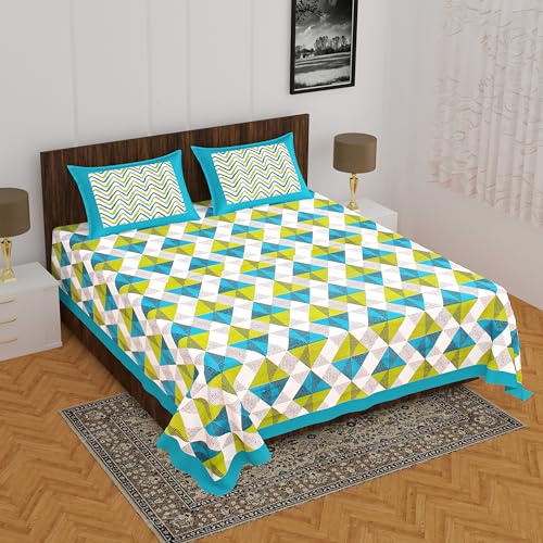 The Hobby Bounty THB 110TC Sanganeri Printed Double Bed Bedsheet,100% Pure Cotton Bedsheet for Double Bed with 2 Pillow Covers, 90x100 inch | Bed151